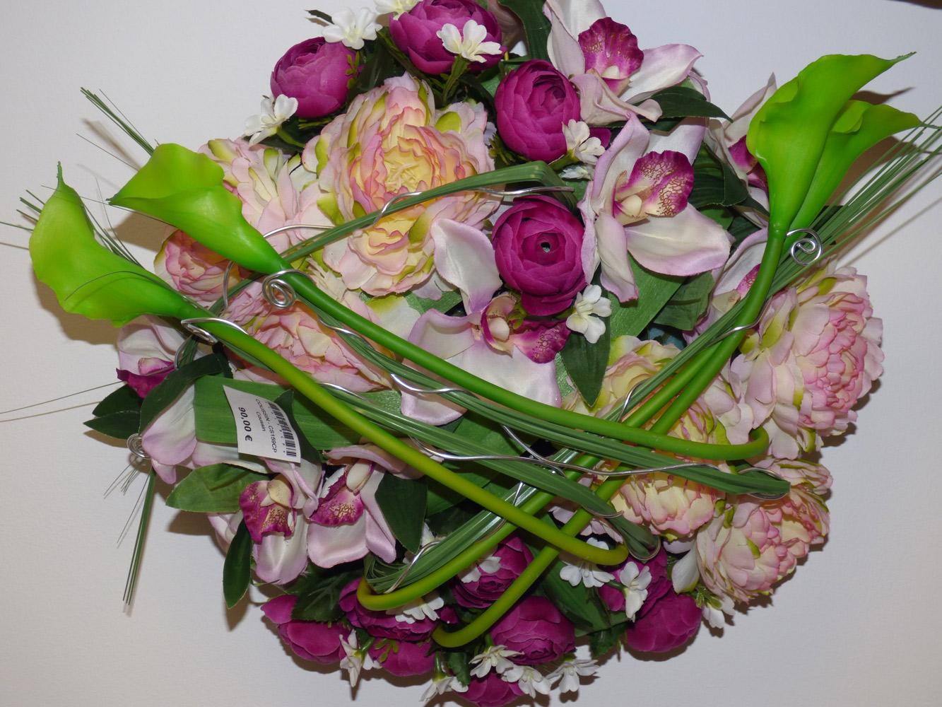 Exterieur BLOSMON Lot De 2 Pots De Fleurs Artificielles En Soie Pour Cimetière - Décorations D'extérieur - Faux Bouquet De Fleurs Funéraires Avec Supports Pour Tombe Fleur Artificielle